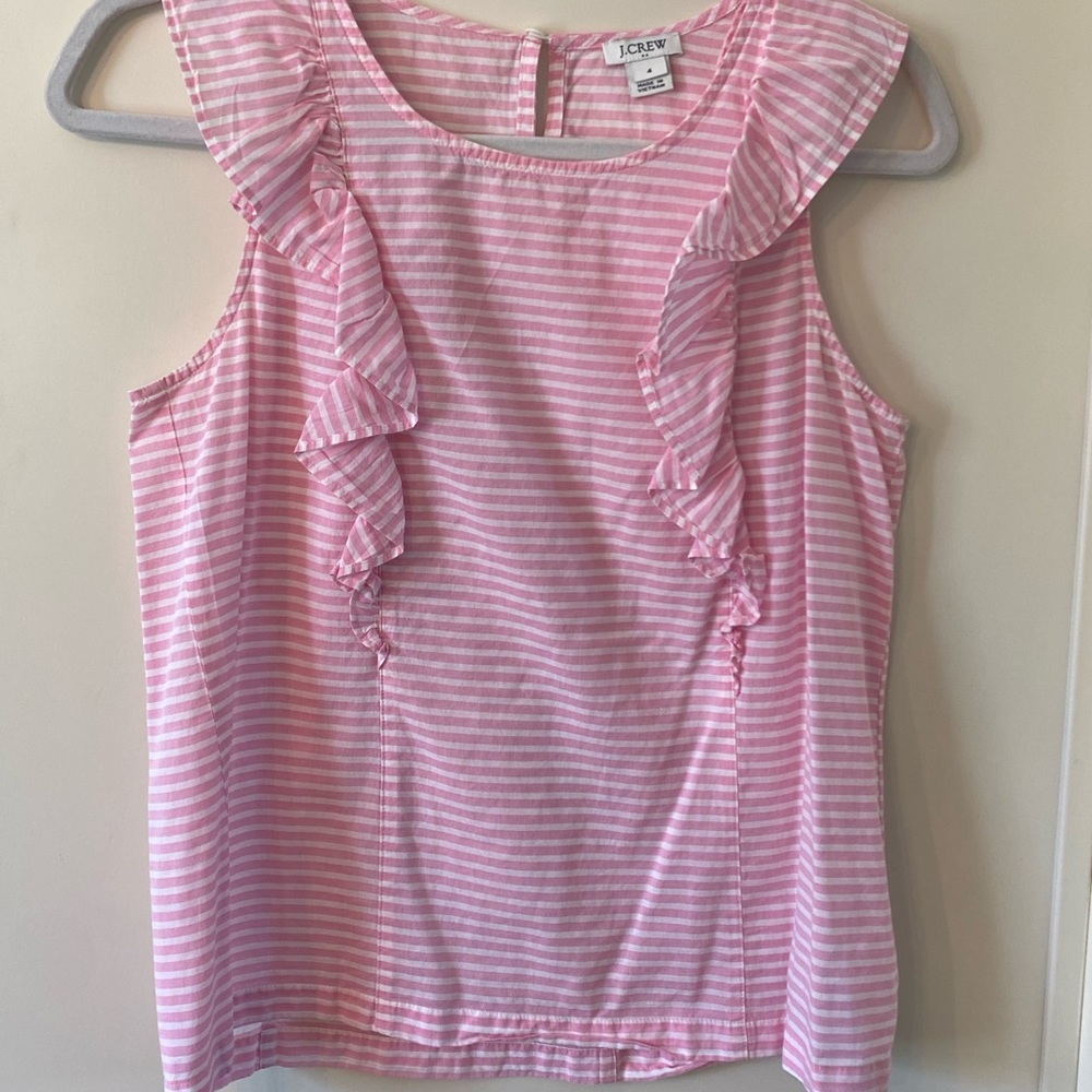 J. Crew Pink + White Striped Top